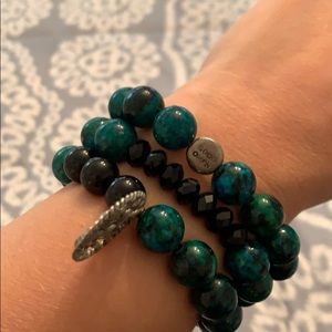 Set of three handmade beaded stretchy bracelets